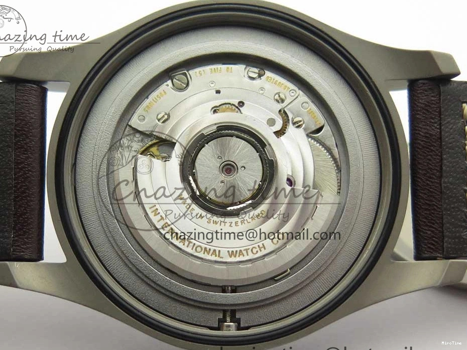 MIROTIME 0504 SmartChoice Mark XVIII IW327006 Titanium M+F 1:1 Best Edition Black Dial on Brown Leather Strap A 7145